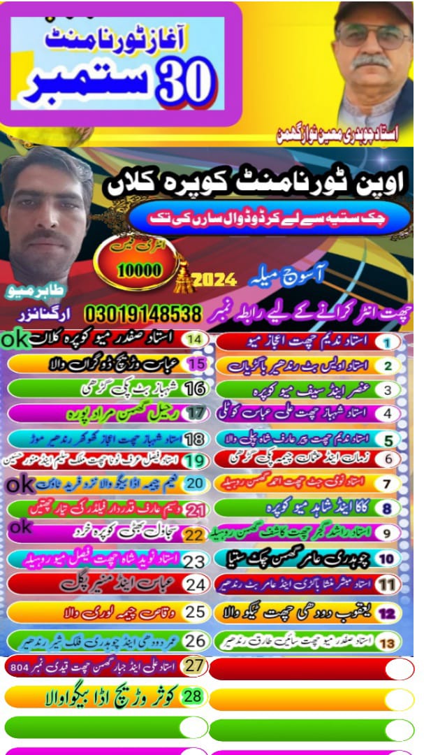 اوپن ٹورنامنٹ کوپرہ کلاں اسوج 2024